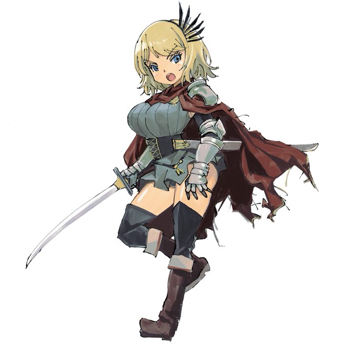 サービス開始時に初めて描いたラナヴィーユファンアート。細部だいぶ違う。カタナ持ってるしw 