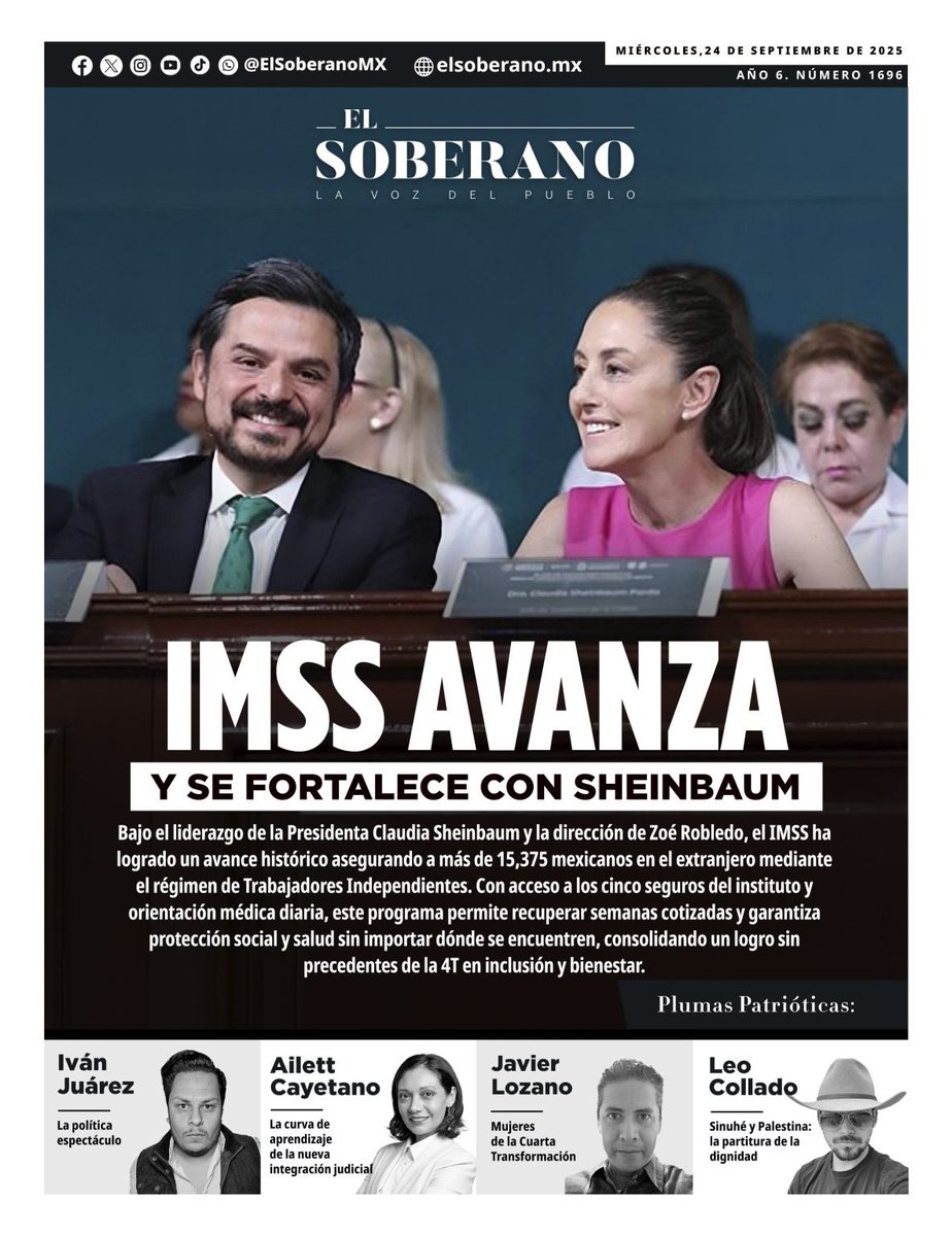 Leo Collado (@leocolladoa) on Twitter photo ¡Chequen esta portada!
Como siempre, hay muy buenas columnas en <a href="/ElSoberanoMX/">El Soberano</a>
<a href="/JavierLozanoMor/">Javier Lozano</a> <a href="/IvanJuarezJ/">Iván Juárez Juárez</a> <a href="/AGCayetano/">Alighieri Cayetano</a> ¡Chequen esta portada!
Como siempre, hay muy buenas columnas en <a href="/ElSoberanoMX/">El Soberano</a>
<a href="/JavierLozanoMor/">Javier Lozano</a> <a href="/IvanJuarezJ/">Iván Juárez Juárez</a> <a href="/AGCayetano/">Alighieri Cayetano</a>