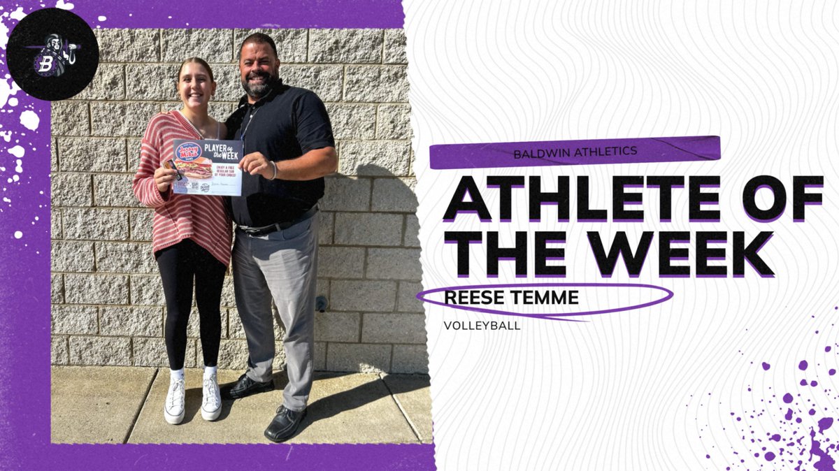BaldwinAthDept's tweet image. 🙌🏐 Shoutout to Reese Temme for earning Student-Athlete of the Week! 🌟🔥 Your energy and enthusiasm on the volleyball court are unmatched—way to go Reese! 💪👏 #AStudentAbove #GoHighlanders 💜💛