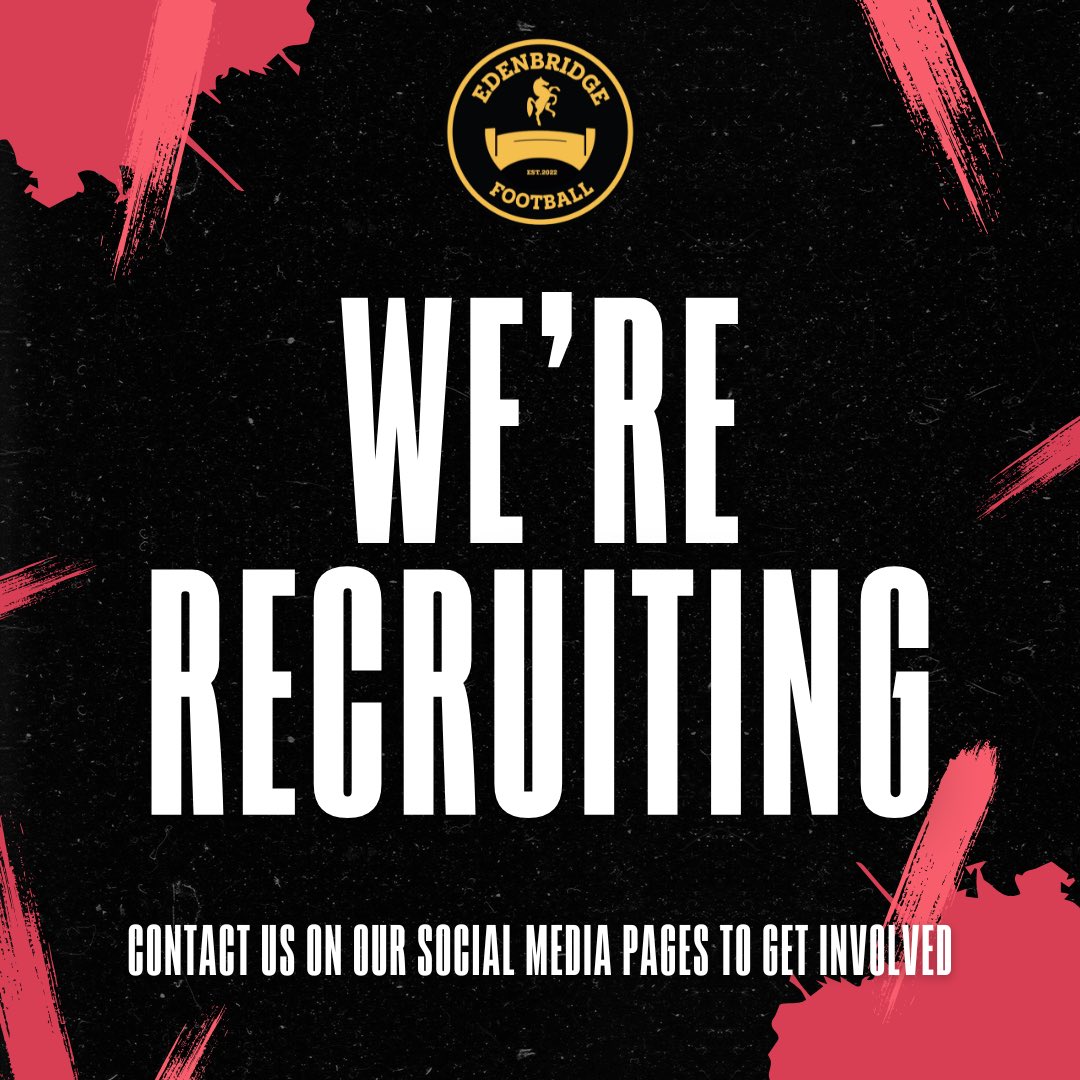 🤝 JOIN OUR CLUB

Edenbridge Football Club are looking to add committed and quality players to our club for the current 2025/26 season. 

We are currently playing in the West Kent Sunday League. 

Great Current Squad ✅
Regular Socials ✅
Fantastic Management ✅