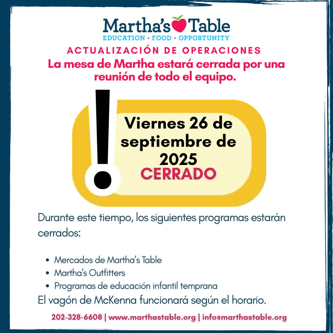 OPERATIONS UPDATE: 
CLOSED Friday, September 26
//
ACTUALIZACIÓN DE OPERACIONES: CERRADA