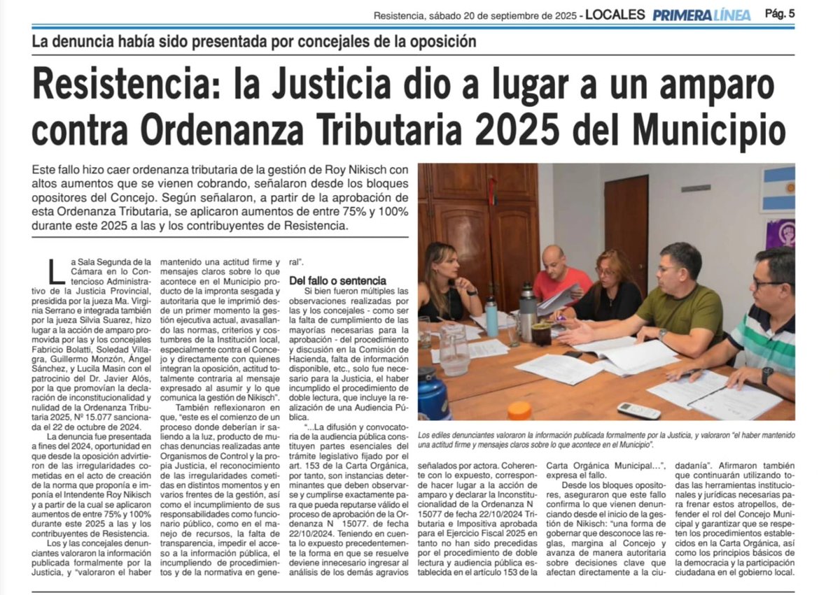 Me pregunto si el secretario de Gobierno del Municipio de Resistencia puede decir que van a hacer con todo lo recaudado por la ordenanza tributaria, hoy cuestionada por la Justicia, y votada por el oficialismo (UCR)...
