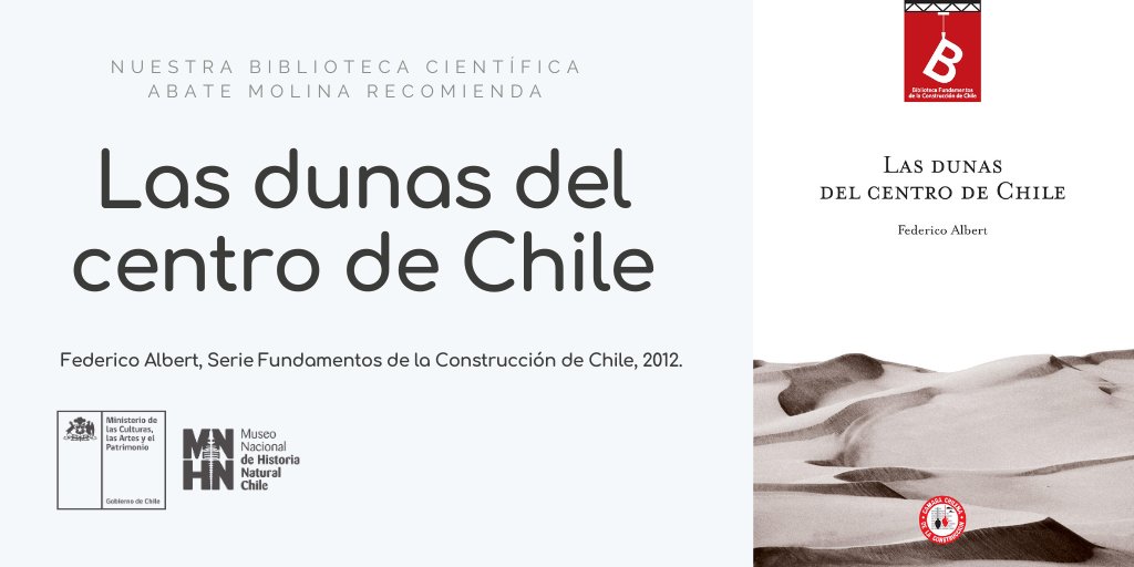 📚 La Biblioteca Científica Abate Molina del MNHN recomienda esta semana “Las dunas del centro de Chile” de Federico Albert, publicado el año 2012.

Pueden encontrar esta publicación acá 👉🏻 tinyurl.com/mt7mdyaz