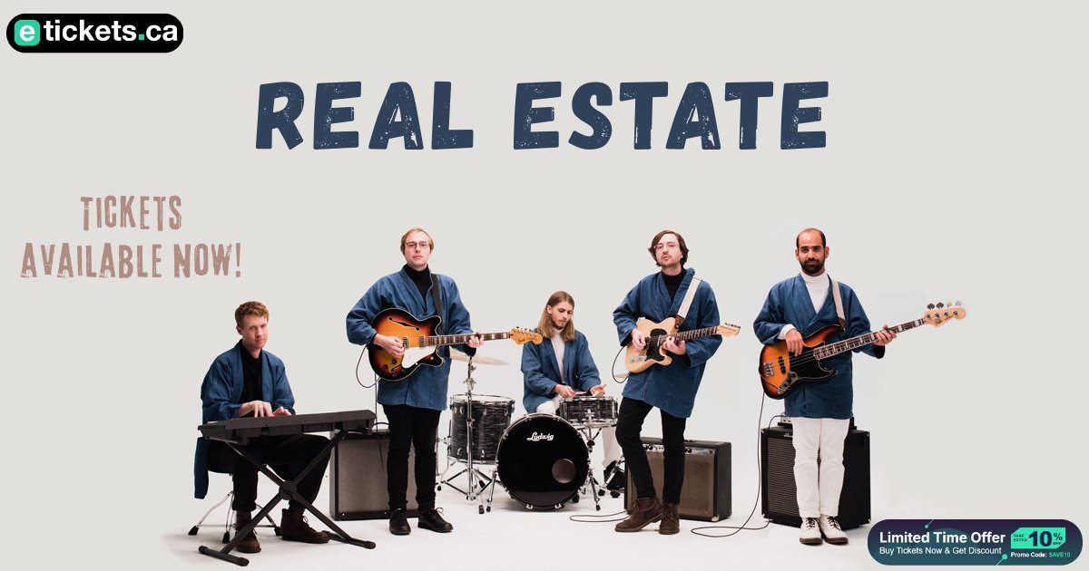 ETicketsCanada's tweet photo. 🎸Chill out with #RealEstateBand live!🌿Dreamy indie vibes &amp; unforgettable tunes await. Don’t miss this sonic journey #Secureyourtickets now! https://t.co/5OEtCFop4d✨https://t.co/QiwxSyDJJj

Enjoy an extra 10% OFF with promo code: SAVE10
#IndieVibes #LiveMusic #ConcertVibes https://t.co/HoR7KgPBzC