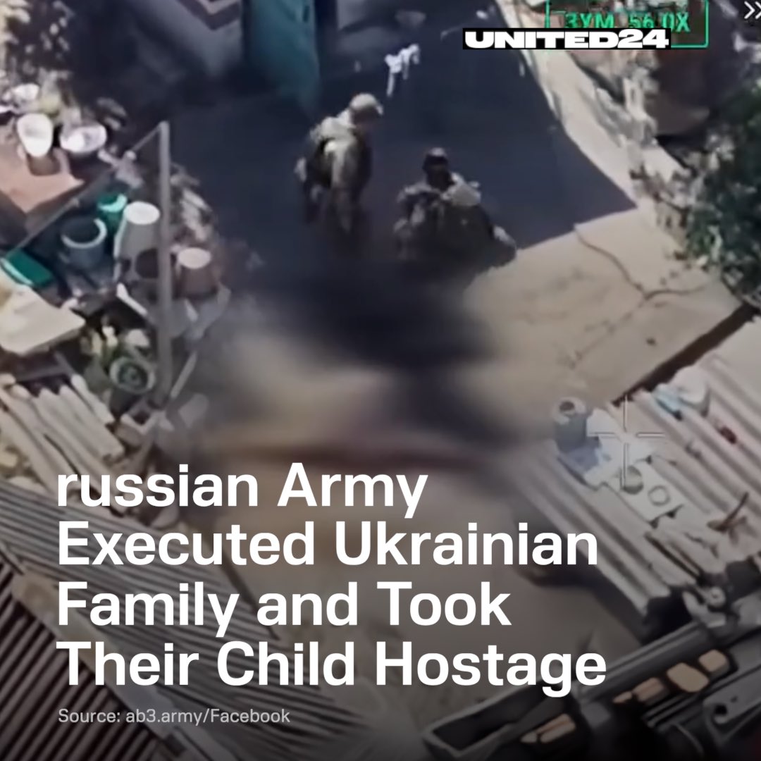 russian forces shot and killed civilians, including a child’s parents, and abducted a young  girl. russia then continued their assault while holding the child hostage to prevent retaliatory fire. Radio interceptions indicate that these actions were premeditated 👇1/5