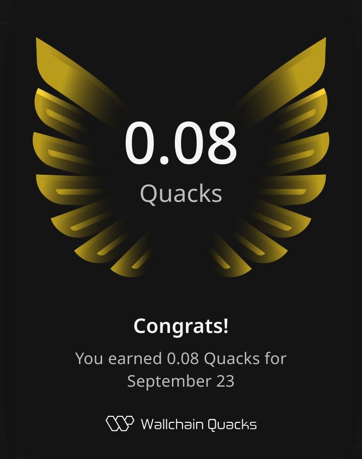 iCY iCE (@cryptoiice) on Twitter photo Just earned 0.08 Quacks on <a href="/wallchain_xyz/">Wallchain Quacks</a> in one day 🦆
Turn insights into rewards and climb the leaderboard 🥇 Just earned 0.08 Quacks on <a href="/wallchain_xyz/">Wallchain Quacks</a> in one day 🦆
Turn insights into rewards and climb the leaderboard 🥇