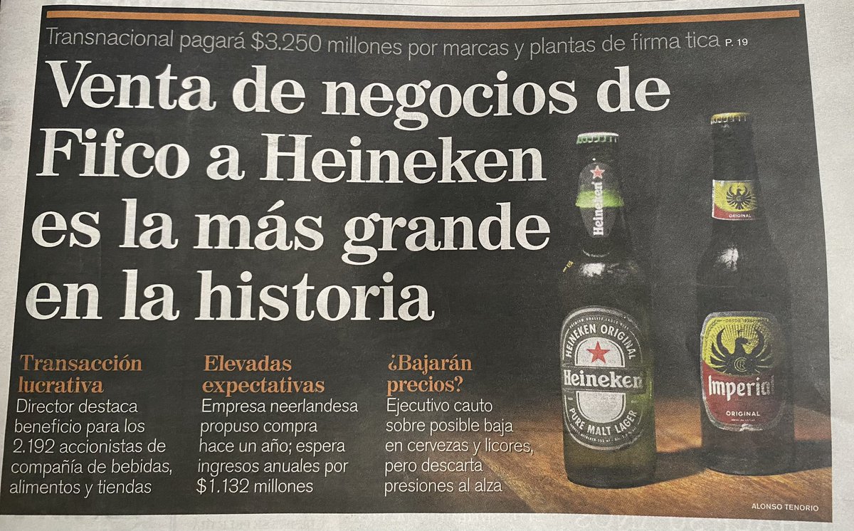 ArielBonzSmith's tweet photo. Solo en mentes muy limitadas se puede ignorar que la 2da empresa cervecera 🍺 + grande del mundo 🌎 decide invertir y comprar la operación de una empresa nacional por $3.250 millones ‼️
Analizaron aspectos macroeconómicos q jamás se tendrían con gobiernos zurdos
@platanarnewscr https://t.co/x6ynuxjduH