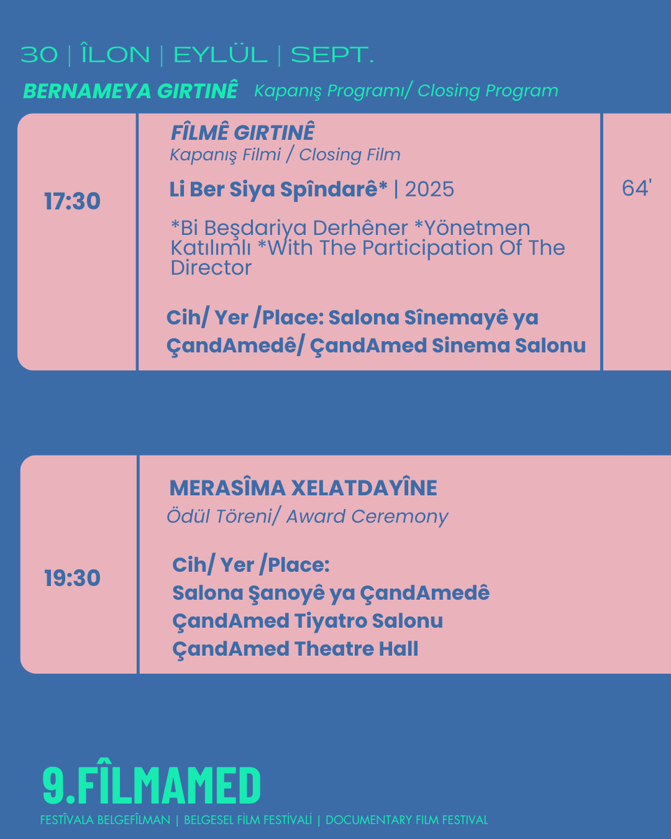 🎥 9. FîlmAmed | Festîvala BelgeFîlman | Belgesel Film Festîvalî | Documentary Film Festival

🔺Di festîvalê de roja pêncemîn | Festivalde beşinci gün | Roja festîvale ya yewine | Fifth day at the festival

🗓️ 30.09.2025