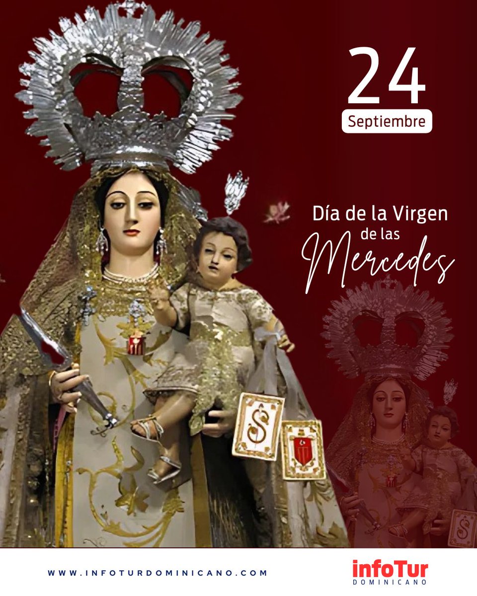 ✨🇩🇴 24 de septiembre: #DíadelasMercedes, patrona del pueblo dominicano y símbolo de fe y devoción en todo el país. Cada año miles de fieles acuden al Santo Cerro en La Vega donde el turismo religioso se pone de manifiesto.
🙏 Que este día nos inspire a mantener la fe