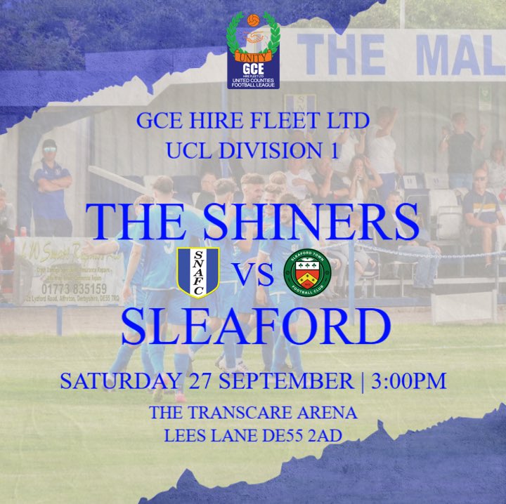 ⚽️SATURDAY⚽️

We are back in action at The Transcare Arena as we welcome <a href="/SleafordTownFC/">Sleaford Town F.C.</a> in the <a href="/utdcos/">UCL</a> league action.

Come down &amp; support the lads!

#COYS #Shiners 💙🤍💛