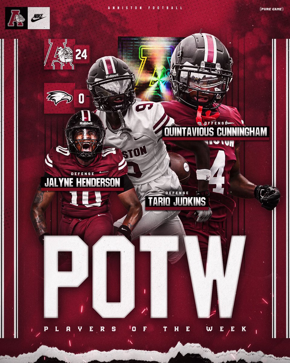 🐶⛓️POTW (Player of the Week) DAWGS vs. Hokes Bluff HS last week! <a href="/QueCunningham02/">Quintavious”que” Cunningham</a> <a href="/JudkinsRiq/">Tariq ‘‘Riq’’ Judkins</a> <a href="/JalyneHenderson/">Jalyne Henderson</a> #Dawgson3