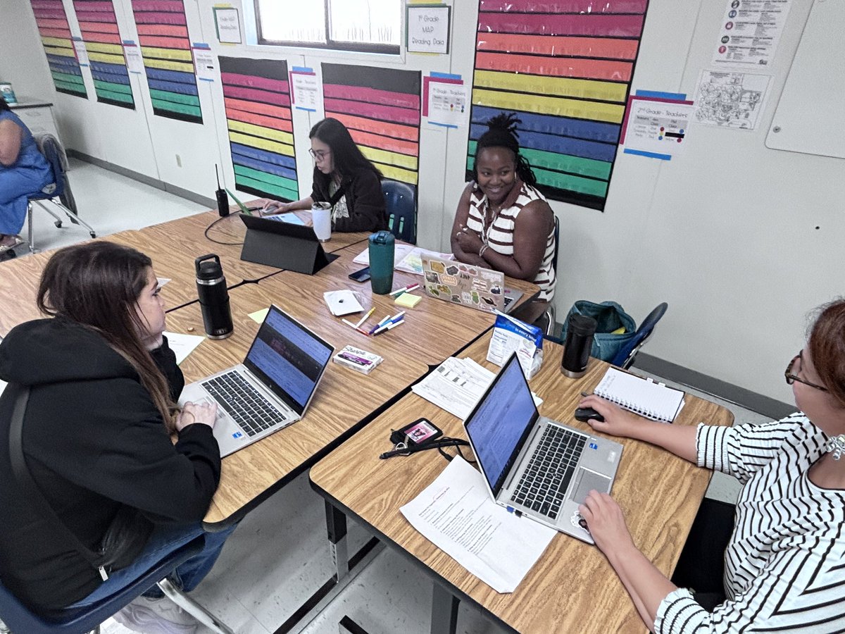BBE_Bullfrogs's tweet photo. ✨ The 2nd grade PLT is hard at work—setting goals, planning small groups, and supporting every student. At BBE, learning is truly magical! 💫🐸 #LearningIsMagical #BBEBullfrogs https://t.co/6SngUML8Bl