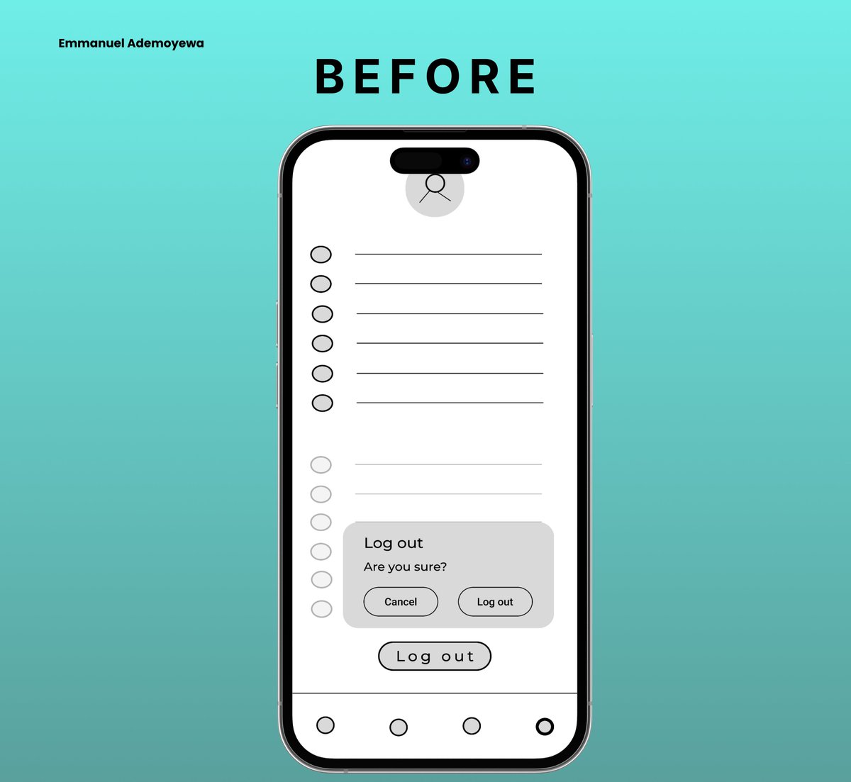 PowerfulEmm's tweet photo. BEFORE vs AFTER TESTING 🎯

From raw wireframe ➝ to hi-fi mockup. 
This “Log out – Are you sure?” screen on MOTIV8 shows how design grows from functional to user-focused.
Which one do you vibe with more? 👇 

#BeforeAfter 
#UIDesign 
#Motiv8 https://t.co/Q9XCfXL1Xn