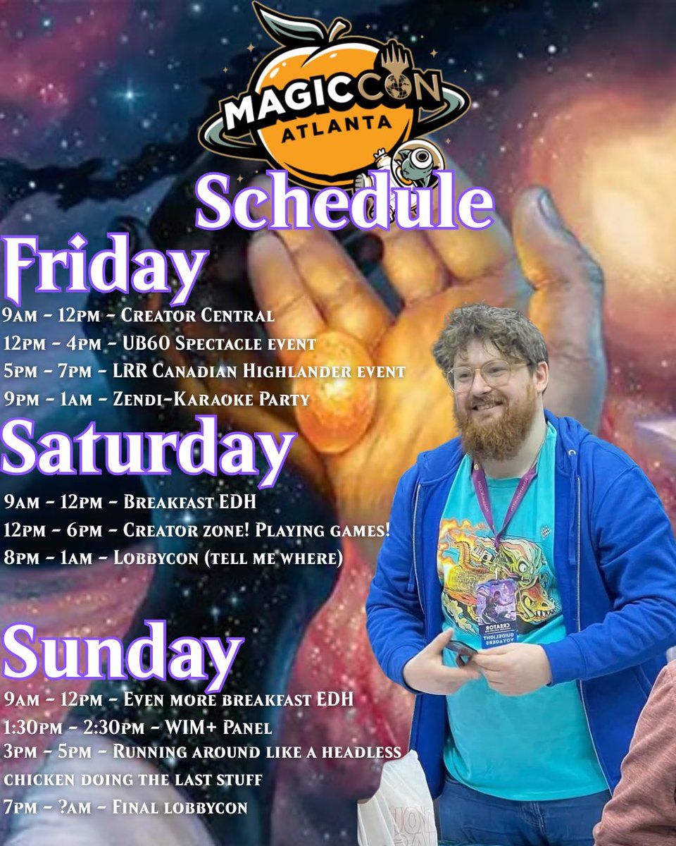 Good morning USA, I do have the feeling this is gonna be a wonderful day! 

Late as ever, but right on time! 

Here is my line-up of decks I brought to #mcatlanta and my schedule for the con! Come find me for a stroop (as long as there is supply) or a game of Magic. So excited!