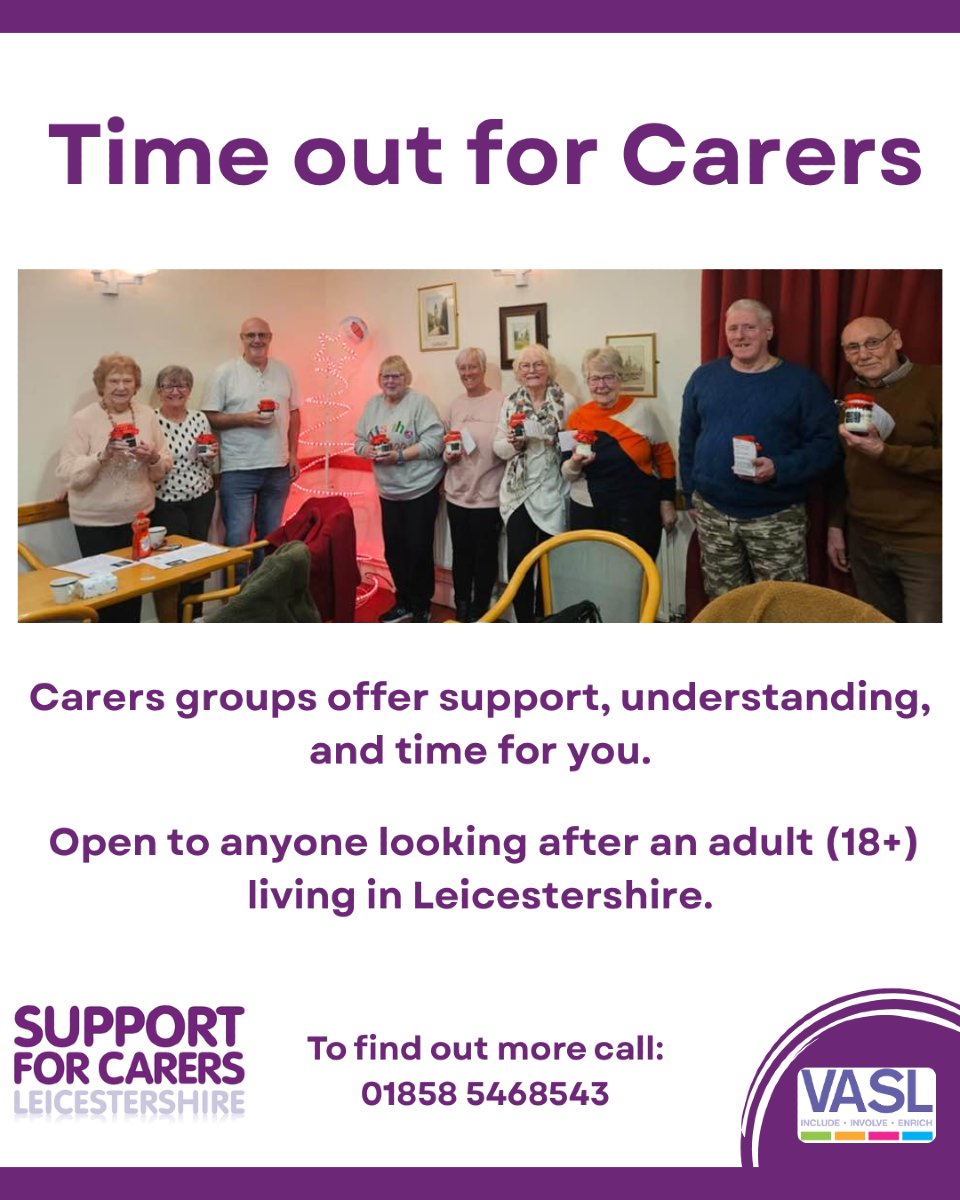 VASL:  Your local charity (@vaslonline) on Twitter photo It is our Harborough Carers Group this Thursday. For more information, please call our Support for Carers team on: 01858 468543 ☕
Don't forget we have Carers Groups all over the County!
#CarersSupport #UnpaidCarers #CarersWellbeing #TogetherWeCare It is our Harborough Carers Group this Thursday. For more information, please call our Support for Carers team on: 01858 468543 ☕
Don't forget we have Carers Groups all over the County!
#CarersSupport #UnpaidCarers #CarersWellbeing #TogetherWeCare