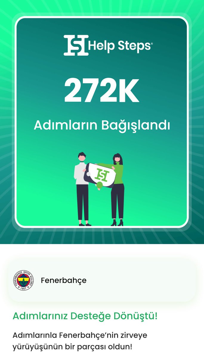altn7's tweet image. Gün içinde attığım adımlarla Fenerbahçe’nin zirveye olan yürüyüşünün bir parçası oldum! #zirveyeyürüyüş  @helpstepsapp