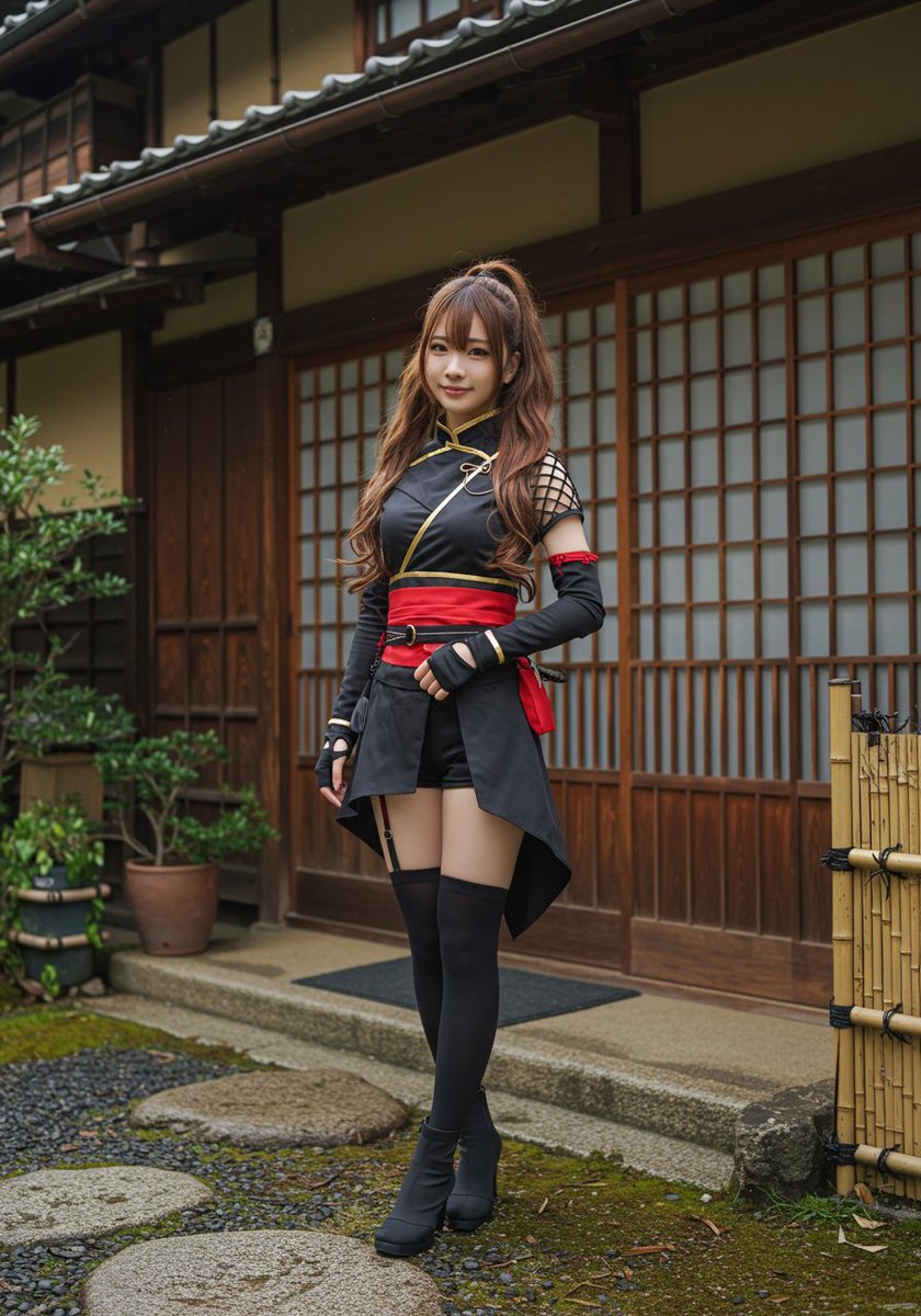 Yayoi_Labo_'s tweet image. Stealth and grace in one. Channeling my inner kunoichi, all AI-generated. 🥷 #Ninja #Kunoichi