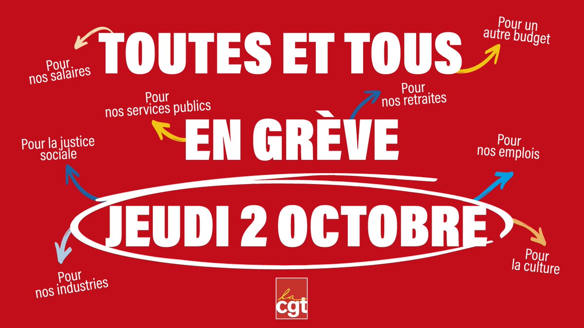 🔴 Rendez-vous de l'intersyndicale avec le Premier ministre : le compte n'y est pas !
📣 Les organisations syndicales appellent à la grève le  2 octobre.
Soyons plus nombreux encore pour imposer notre agenda social ! Jamais un Premier ministre n'a été aussi fragile. Nous pouvons