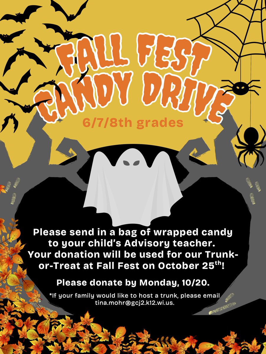 6th-, 7th-, &amp; 8th-grade families - we need your help! Please see the attached flyer for information on how you can contribute to making Fall Fest fabulous! Please contact your student's Advisory teacher with any questions.