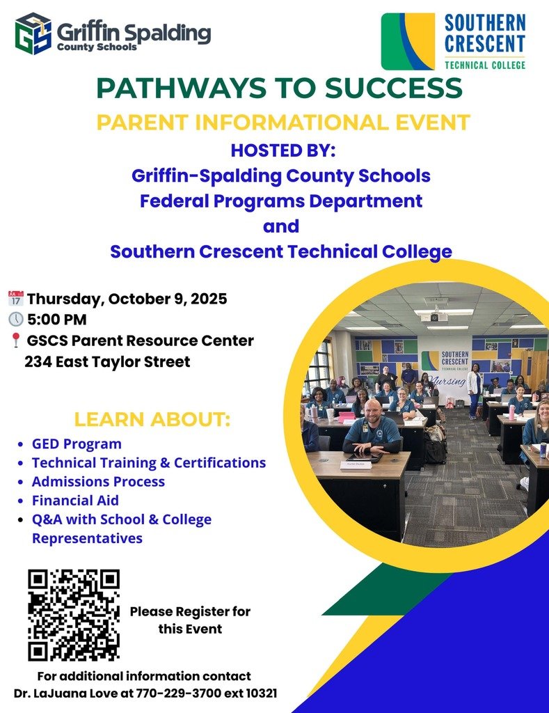 GSCS and SCTC are hosting Pathways to Success: Parent Informational Event on Thursday, Oct. 9 @ 5 p.m. Mark your calendars!