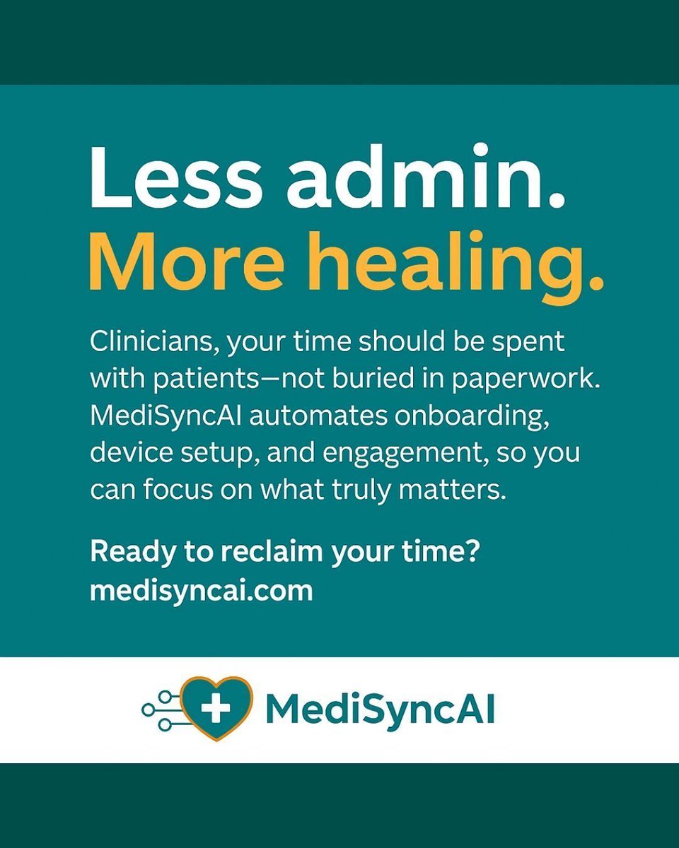 MediSyncAI's tweet image. Home is where healing happens.

With MediSyncAI, seniors can stay independent &amp;amp; healthy—without leaving home.

Empowering independence, one heartbeat at a time.
👉 medisyncai.com

#RemoteMonitoring #SeniorCareTech #HealthcareAtHome