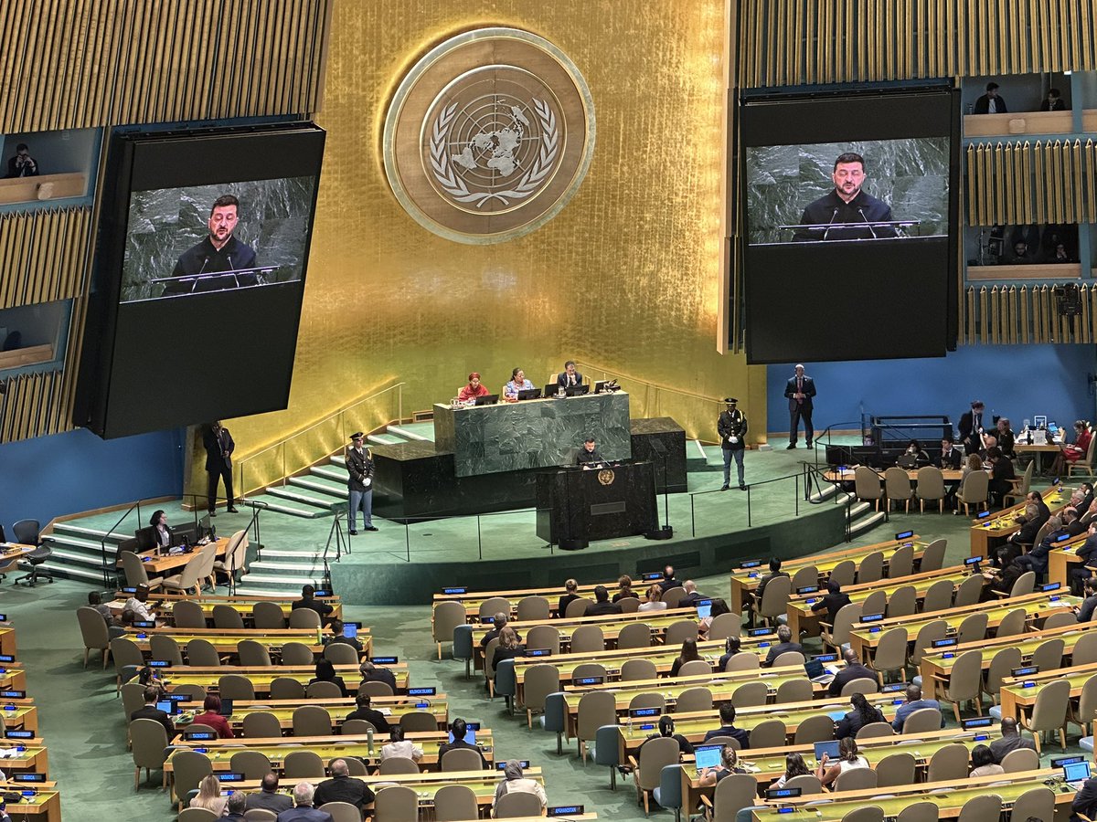 Historic address. 

President <a href="/ZelenskyyUa/">Volodymyr Zelenskyy / Володимир Зеленський</a>’s speech at the 80th UN General Assembly stroke right at the heart of the current geopolitical moment and the global security and humanity crises caused by Russian agression against Ukraine.

The President touches upon all regions of the