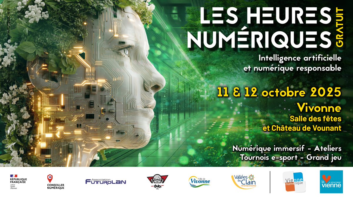 Au programe des Heures Numériques 2025 :

✅ Tournoi esport #SSBU (11 octobre) – 1.500€ cash-prize en jeu
✅ Tournois familiaux (12 octobre) – 1.500€ de lots dont 2 Nintendo Switch 2 à gaganer
✅ Animations, défis, rencontres sur le thème des IA et du Numérique Responsable !