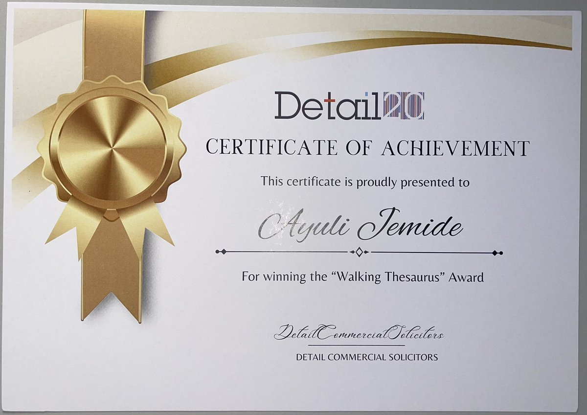 At the just concluded DETAIL August Bootcamp, we had anonymous votes for Funny Awards. I won two interesting awards:
• Human Thesaurus
• Walking Wikipedia

The message: AJ is picky about choice of words and nothing passes him by - curiosity is everything.

#DETAIL #FunnyAwards