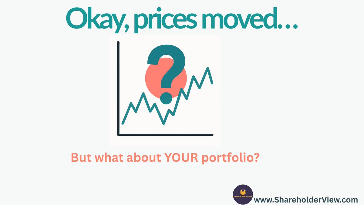 ShareholderView's tweet image. 1/ Share prices go up. They go down.
 But here’s the real question:

👉 What does that mean for your portfolio?

Okay  the price moved. But without context, you don’t know if you gained, lost, or stood still.