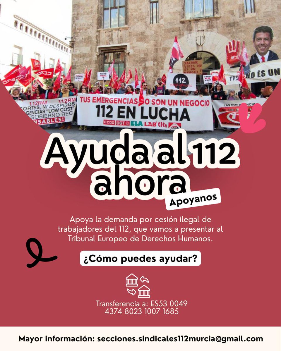 📢Ayudando a la plantilla del #112Murcia, nos ayudamos todos los servicios 1️⃣1️⃣2️⃣ a intentar acabar con la externalización‼️
#SomosServicioEsencial #EmpleoPúblico112 
#NoSomosTelemarketing