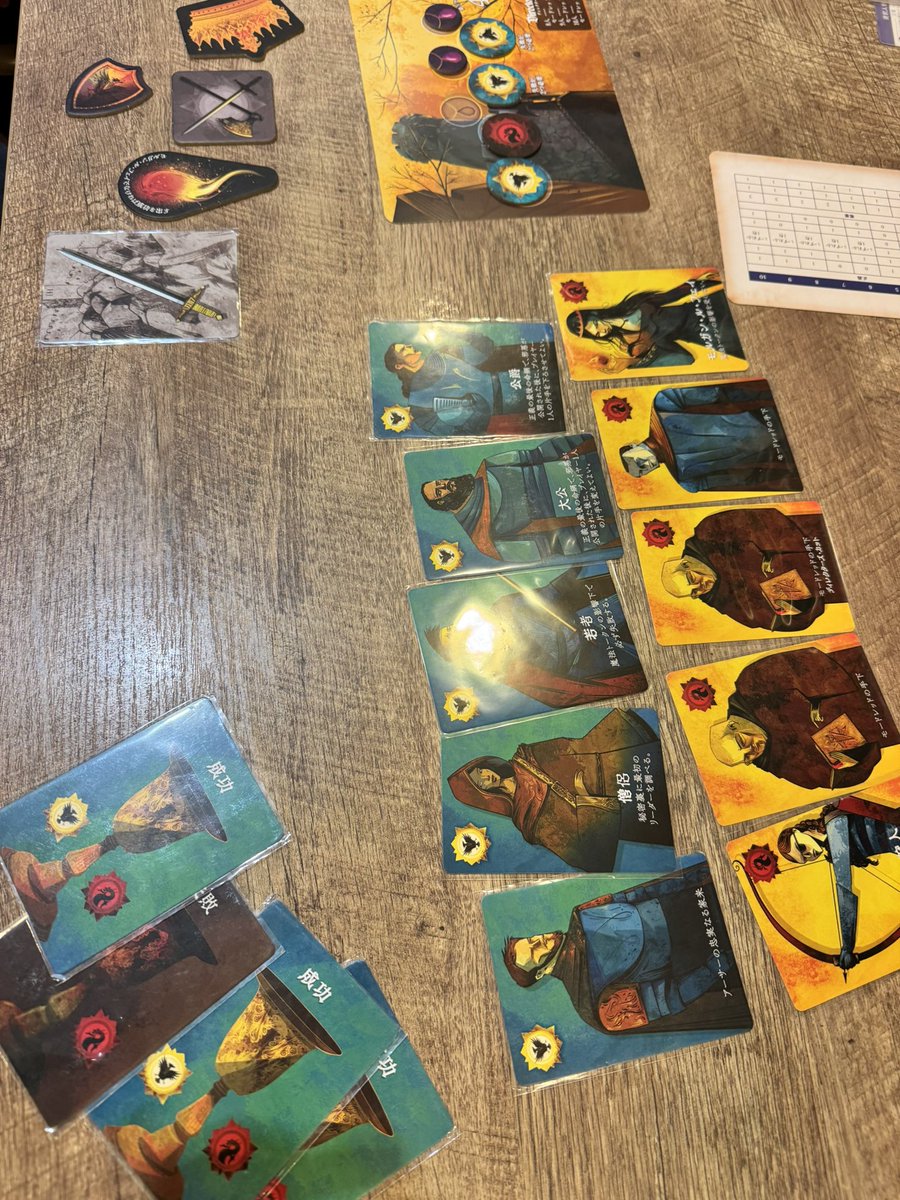 クエスト
最大人数である10人での対戦。0-0-1、すなわち100勝でした。
割と敵陣営は推測できるのですが、確定情報を持つ味方の正体を敵から隠すのになかなか苦労しました。やはり人数が多い方が面白いですね！セッティングしてくれたかーんさんに感謝😘
とても好きなゲームです。