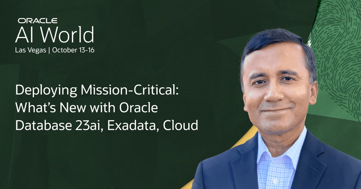 Don’t miss this #AIWorld session with Oracle’s Ashish Ray to learn how you can enhance your organization’s scalability, availability, performance, and security for demanding applications: social.ora.cl/6018AwUfE