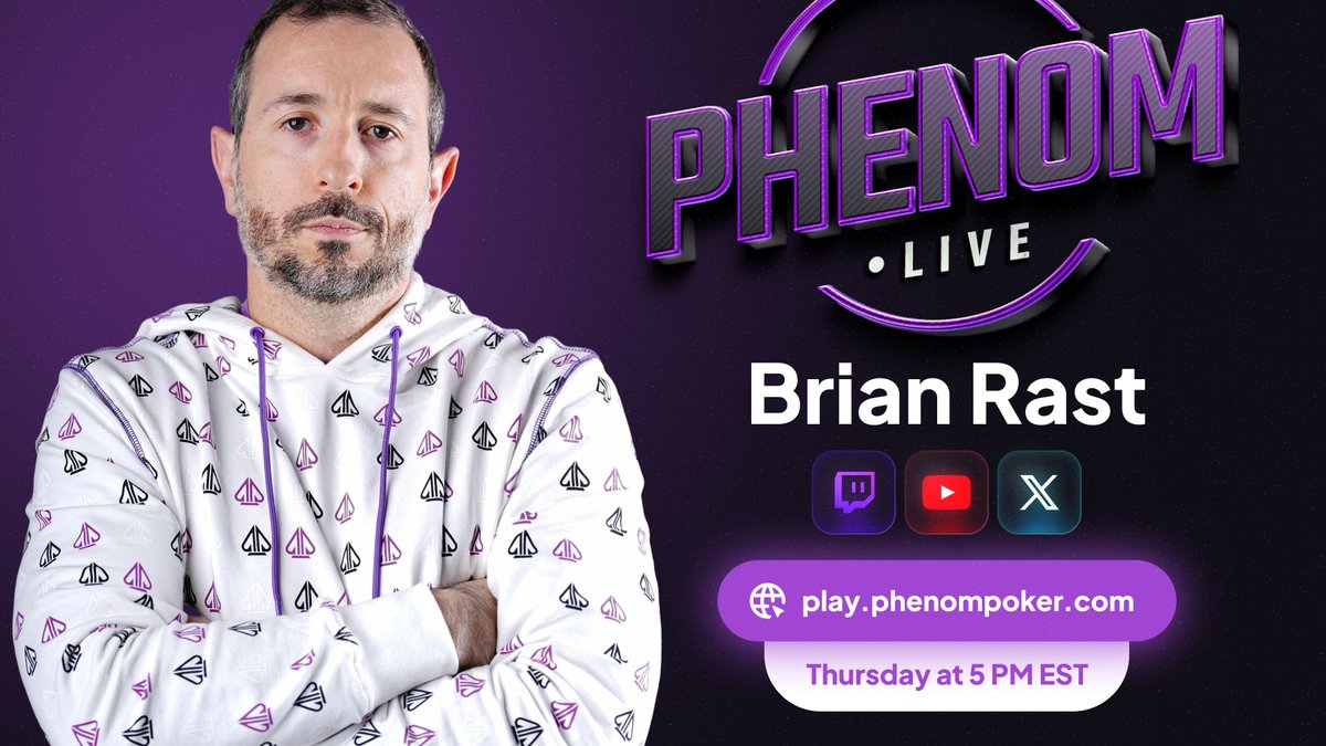 Phenom Poker (@phenompokerapp) on Twitter photo Phenom Live - Featuring Brian Rast!
Poker Hall of Famer <a href="/tsarrast/">Brian Rast</a> takes over the 1/2 Blood Mix Game this Thursday!
One of the greatest to ever do it, with 7 WSOP bracelets & $25M+ in winnings, Rast brings the fire to play.phenompoker.com.
Watch live: Phenom Live - Featuring Brian Rast!
Poker Hall of Famer <a href="/tsarrast/">Brian Rast</a> takes over the 1/2 Blood Mix Game this Thursday!
One of the greatest to ever do it, with 7 WSOP bracelets & $25M+ in winnings, Rast brings the fire to play.phenompoker.com.
Watch live: