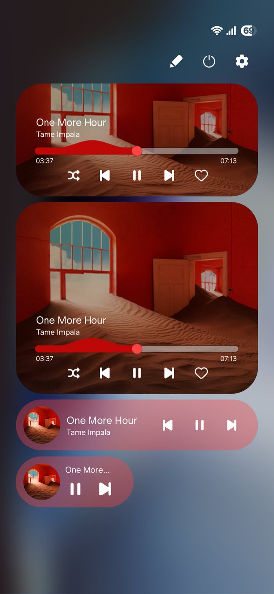 jdshruan's tweet image. Music player in different sizes in the Quick Panel

#OneUI8 One UI 8.5