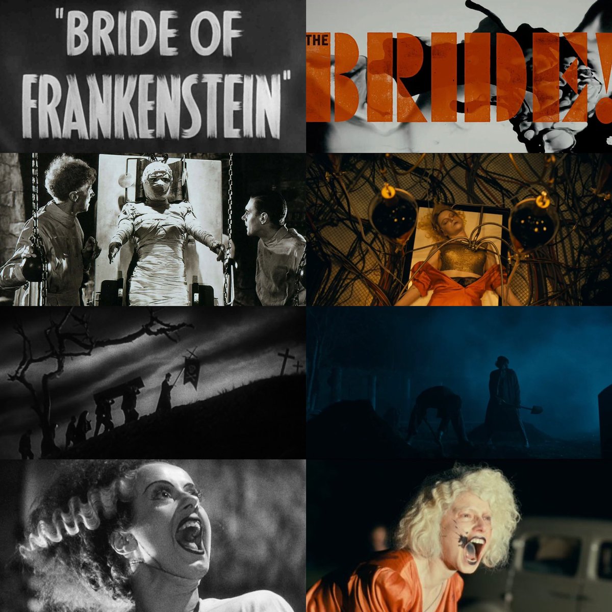 Bride of Frankenstein (1935) — dir. James Whale
The Bride  (2025) — dir. Maggie Gyllenhaal