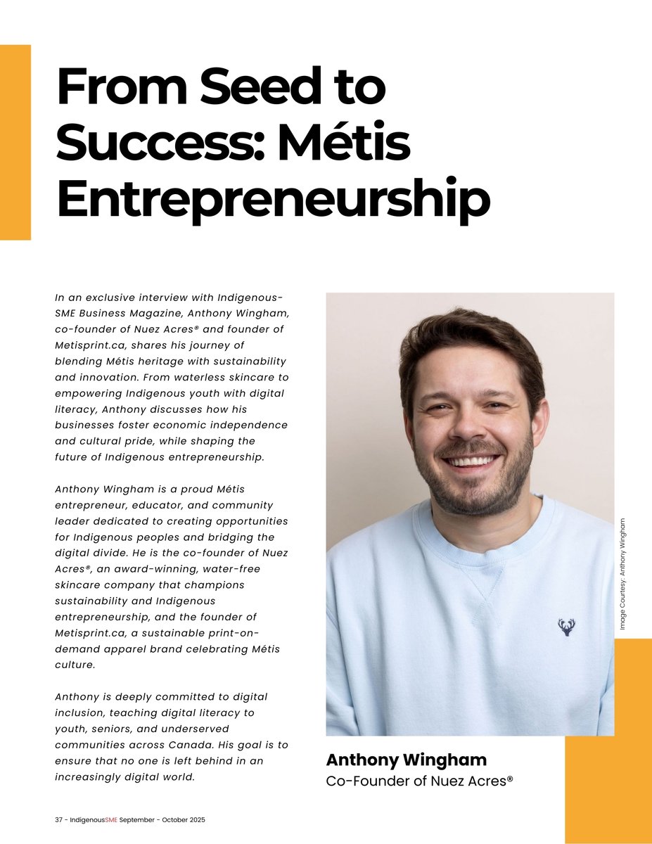 From Seed to Success: Métis Entrepreneurship 🌱💼

Anthony Wingham, co-founder of <a href="/NuezAcres/">Nuez Acres® | Pecan Oil Beauty</a> and founder of Metisprint.ca, is redefining Indigenous entrepreneurship by blending cultural heritage, sustainability, and innovation. From waterless skincare to digital