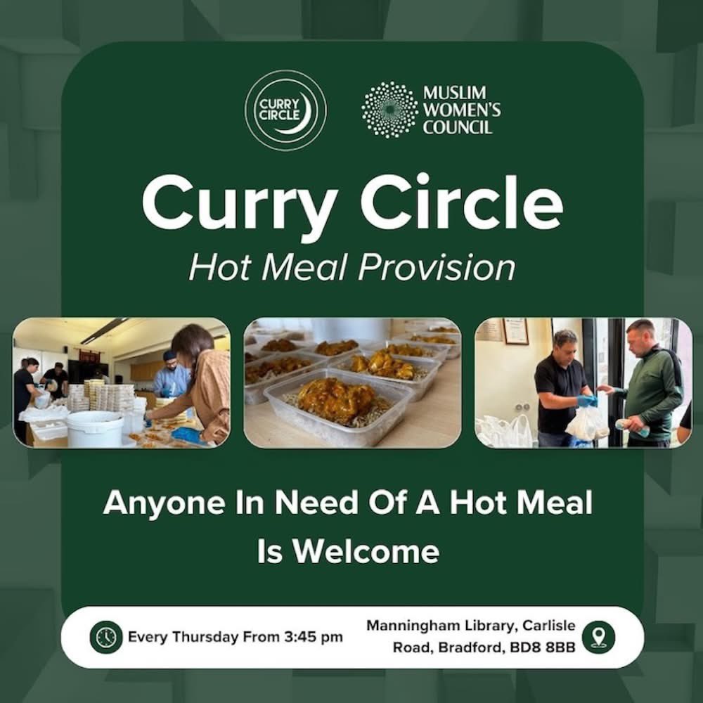 MWC_Bradford's tweet photo. π Muslim Womenβs Council serves the community through Curry Circle β hot meals every Thursday, 3:45pm at Manningham Library.
No one should go hungry. Β£2 can feed someone today.
#CurryCircle #Bradford #FeedTheHungry #CommunitySupport #MuslimWomensCouncil https://t.co/qfFQs6lwgr