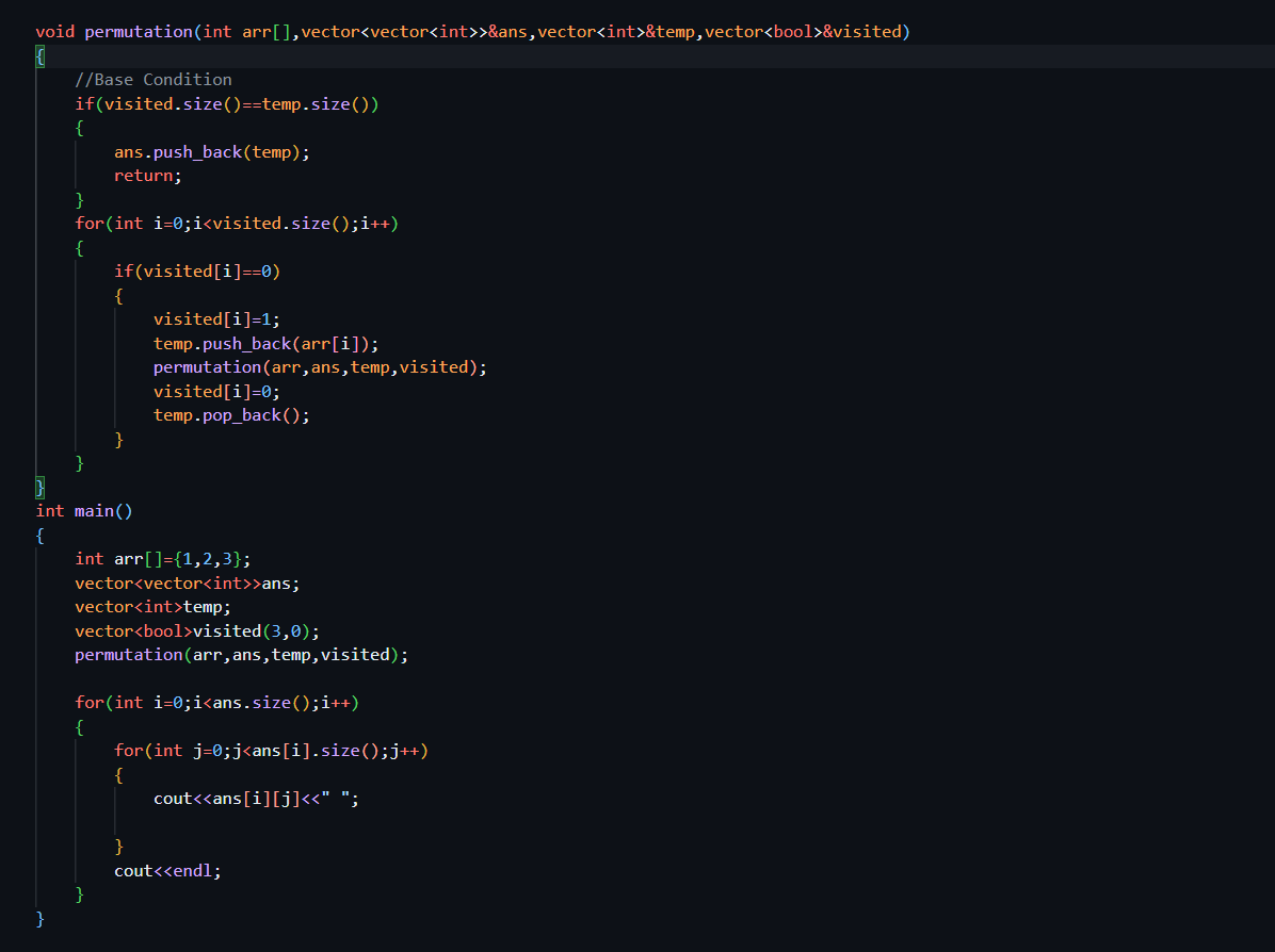 CHAYAN78905's tweet image. 🚀 #Day60 / #180DaysOfCode 🎯
DSA Journey in C++ 📚 | #CoderArmy
📌 Topics: Recursion Problems ⚡
✅ Permutation-Using Extra Array
✅ Permutation-Using without Extra Array
✅ Calculate Time & Space Complexity
Thanks to @rohit_negi9 bhaiya🙌 for the amazing explanation!
#DSA