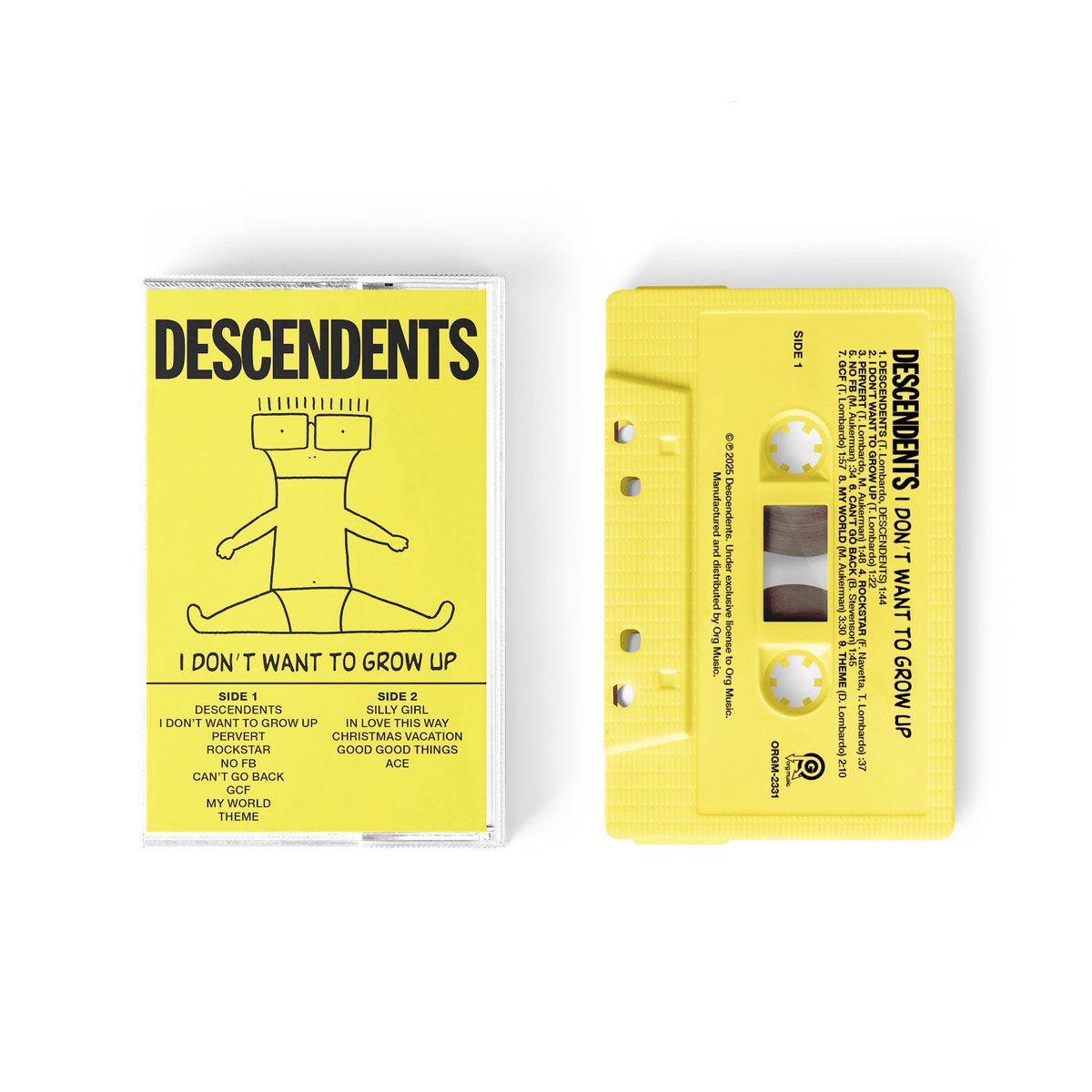 Tapehead City Exclusive!!

Descendents “I Don’t Want to Grow Up” 40yr anniversary cassette tape!

Available in 2 colors
Silly Swirl &amp; Yellow

Out Nov 21st - Pre-order today! 

<a href="/descendents/">DESCENDENTS</a> <a href="/orgmusiclabel/">Org Music</a> 
#descendents #idontwanttogrowup