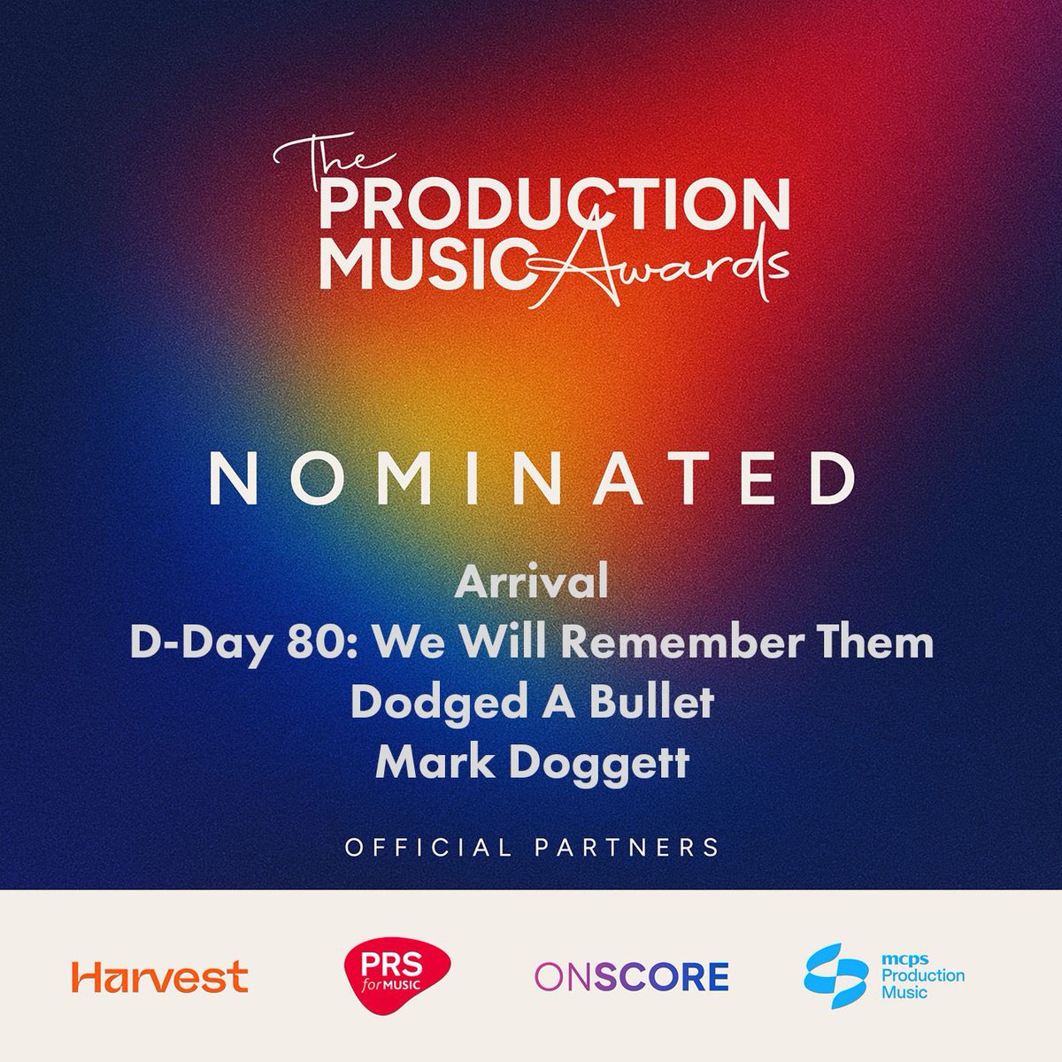 Many congratulations to @markdoggettcomposer on his nomination for the Best Television Factual in the Production Music Awards for the BBC TV coverage of D-Day 80🏆