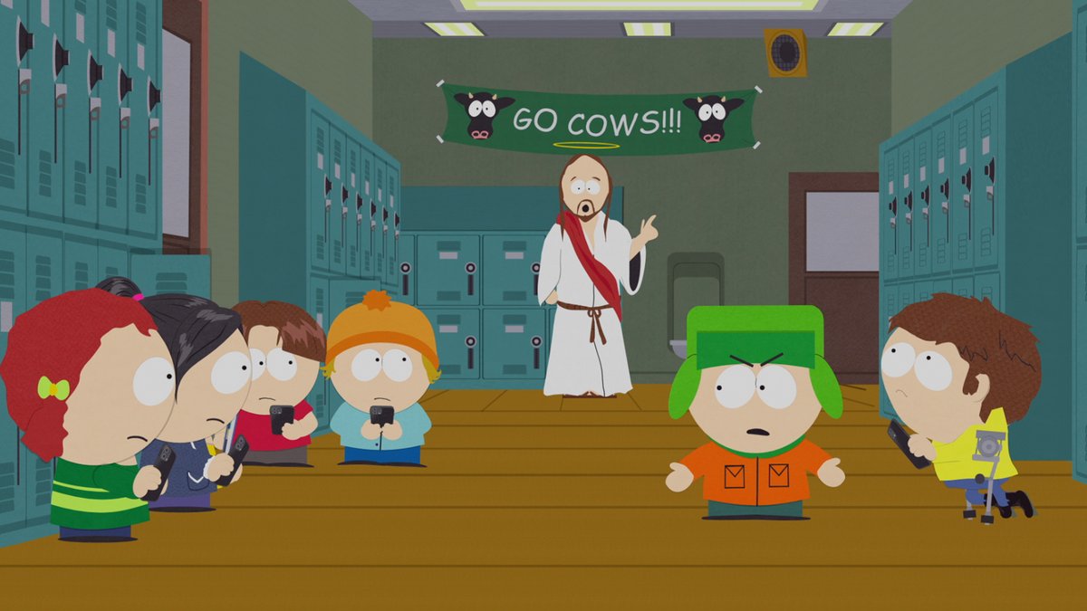 SouthPark's tweet image. Kyle and Cartman are at odds when a prediction markets app gets popular with their fellow students in an all-new episode tonight, Wednesday, September 24 at 10/9c on Comedy Central and tomorrow on Paramount+.