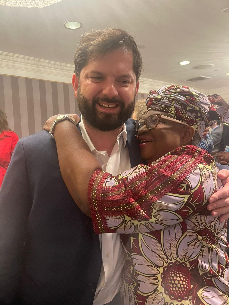 Ngozi Okonjo-Iweala (@noiweala) on Twitter photo At an event on the sidelines of UNGA, celebrating the 68 ratifications of the BBNJ Agreement/ High Seas Treaty with H.E President <a href="/EmmanuelMacron/">Emmanuel Macron</a> of France, H.E President <a href="/GabrielBoric/">Gabriel Boric Font</a> of Chile, civil society organisations, private sector and other stakeholders that helped the At an event on the sidelines of UNGA, celebrating the 68 ratifications of the BBNJ Agreement/ High Seas Treaty with H.E President <a href="/EmmanuelMacron/">Emmanuel Macron</a> of France, H.E President <a href="/GabrielBoric/">Gabriel Boric Font</a> of Chile, civil society organisations, private sector and other stakeholders that helped the