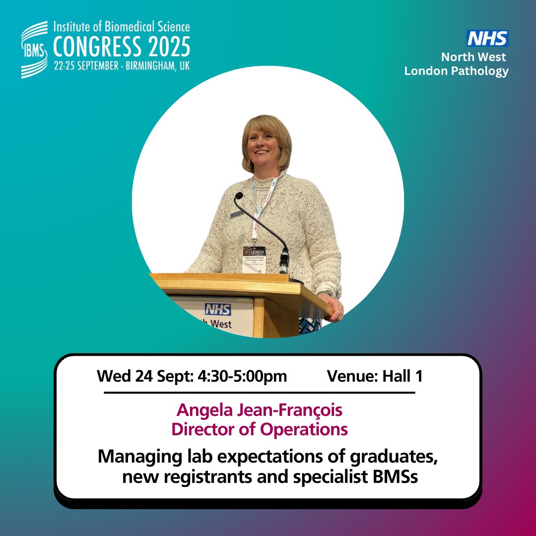 Angela Jean-François, our Director of Operations, will be giving a presentation at 4:30PM in Hall 1:

'Managing Lab Expectations of Graduates, New Registrants and Specialist BMSs' ✨

Don't forget to come and talk to us and get some freebies at Stand 917 😁

#IBMSCongress2025