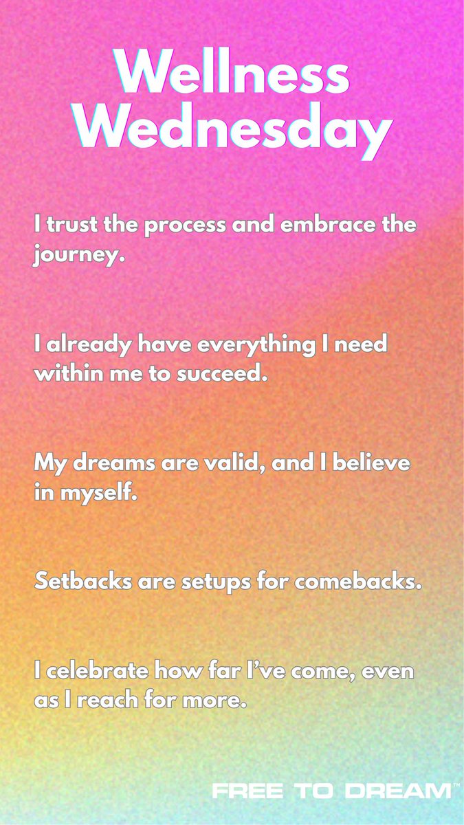 IamFreeToDream's tweet image. Your mindset shapes your momentum, take a moment to say these affirmations out loud today. 

#WellnessWednesday #Affirmations #FREETODREAM