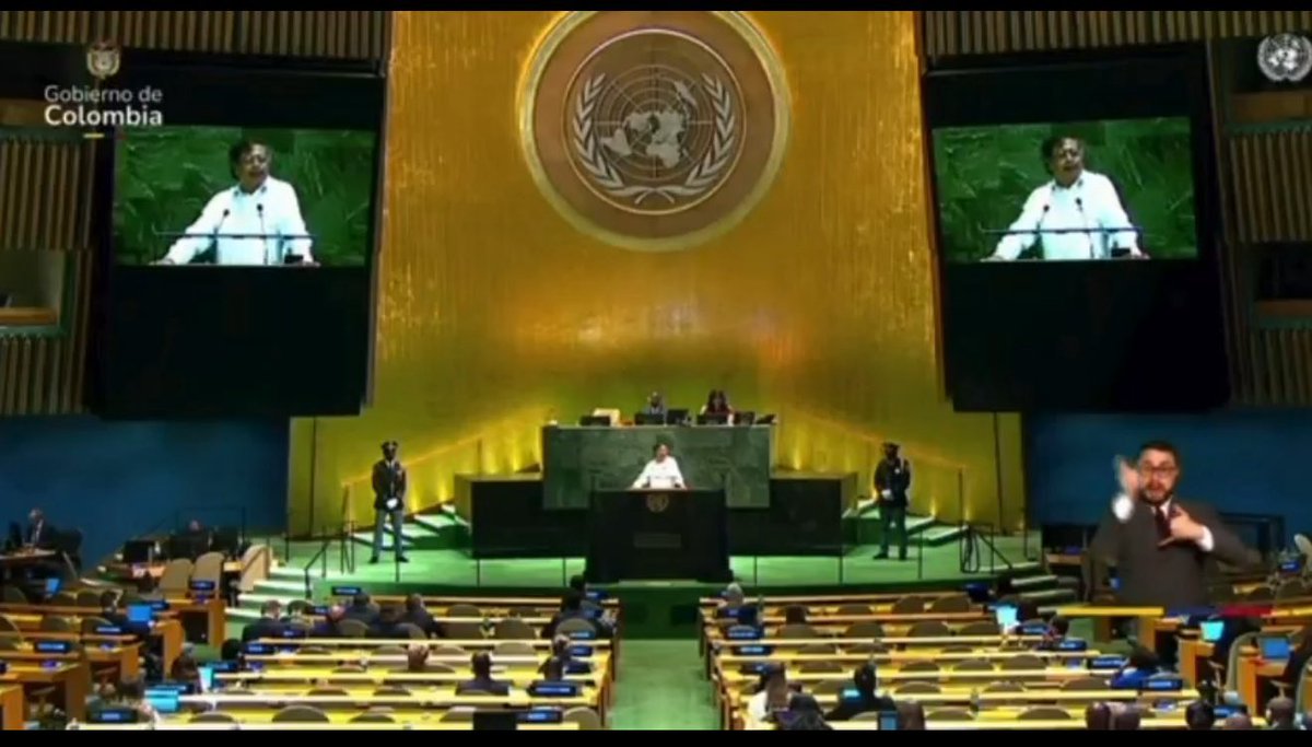 El discurso de <a href="/petrogustavo/">Gustavo Petro</a> en la ONU es populista e incoherente. Hecho para sus barras y para posar de nacionalista. Entre tanto, avanzan las bases en Gorgona y Leticia financiadas por EE. UU. seguimos en la OTAN y TIAR, no renegoció los TLC.
Fue delirante sobre Palestina.