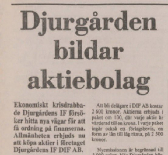 <a href="/JWending/">Jonny Wending</a> <a href="/S_quas/">Stefan Quas</a> <a href="/BajenAdam/">10 april 1889</a> Efter att ha smitit från sina skulder startade dif ett aktiebolag och sålde ut delar av sin klubb. 

En helt galen detalj är att de lade rättigheten till klubbmärket i aktiebolaget!

Så vi har all fog i världen att klaga på Dif. De gjorde allt för att döda vår hockey.