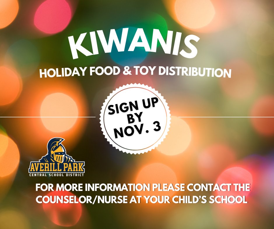 AverillParkCSD's tweet image. averillpark.k12.ny.us/2025/09/24/kiw…

Our school counselors &amp;amp; nurses help connect families in need with this program. All info is kept confidential. 💙💛 #AP_EveryStudentEveryDay