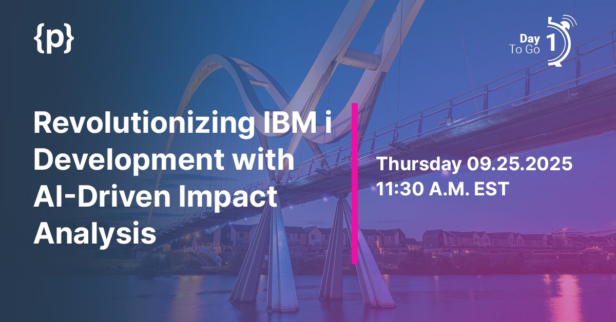 programmersio's tweet image. 🚨 Just 24 hours left!
Join IBM i Champion Mike Pavlak to learn how to cut change management & impact analysis time by up to 90% with AI-powered Impact Analysis (iA).
⏰ Don’t miss it – register free: programmers-io.zoom.us/webinar/regist…
#ImpactAnalysis #TechWebinar #IBMiModernization