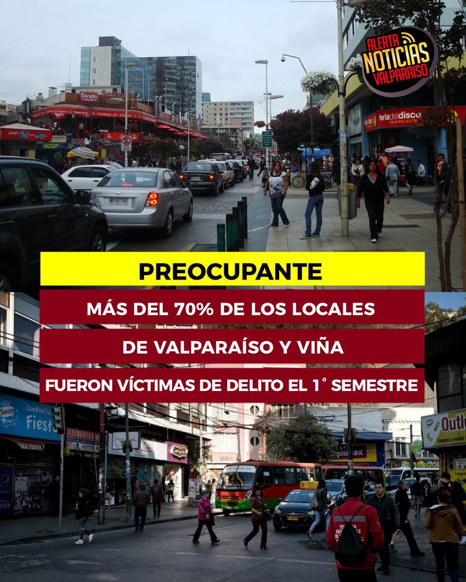 Durante el primer semestre de 2025, más del 70 % de los locales de Valparaíso y Viña del Mar fueron víctimas de algún delito, según un estudio de la Cámara Nacional de Comercio, Servicios y Turismo de Chile. Entre los ilícitos más recurrentes se encuentran el hurto hormiga, los