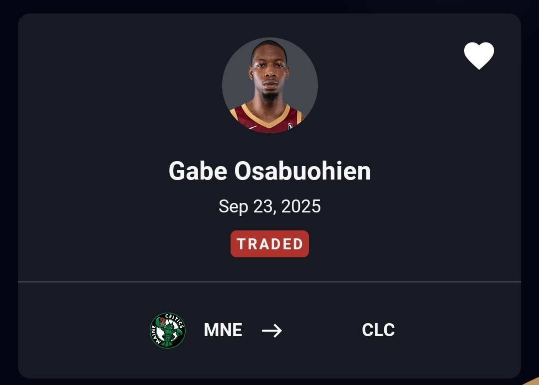 Gabe traded. This is a tough one, Gabe has been the heart and leader of  <a href="/ChargeCLE/">Cleveland Charge</a> for many years. Very involved with community events. Glue guy and fan favorite from day 1. Effort unmatched. Best Wishes <a href="/loadyg__/">Gabe Osabuohien</a> #ChargeUp